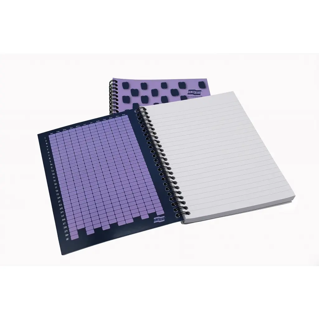 Europa Splash A5 Notepad Wirebound 160 Pages 80gsm FSC Paper Ruled Punched 4 Holes Purple (Pack 3) - EU1504Z