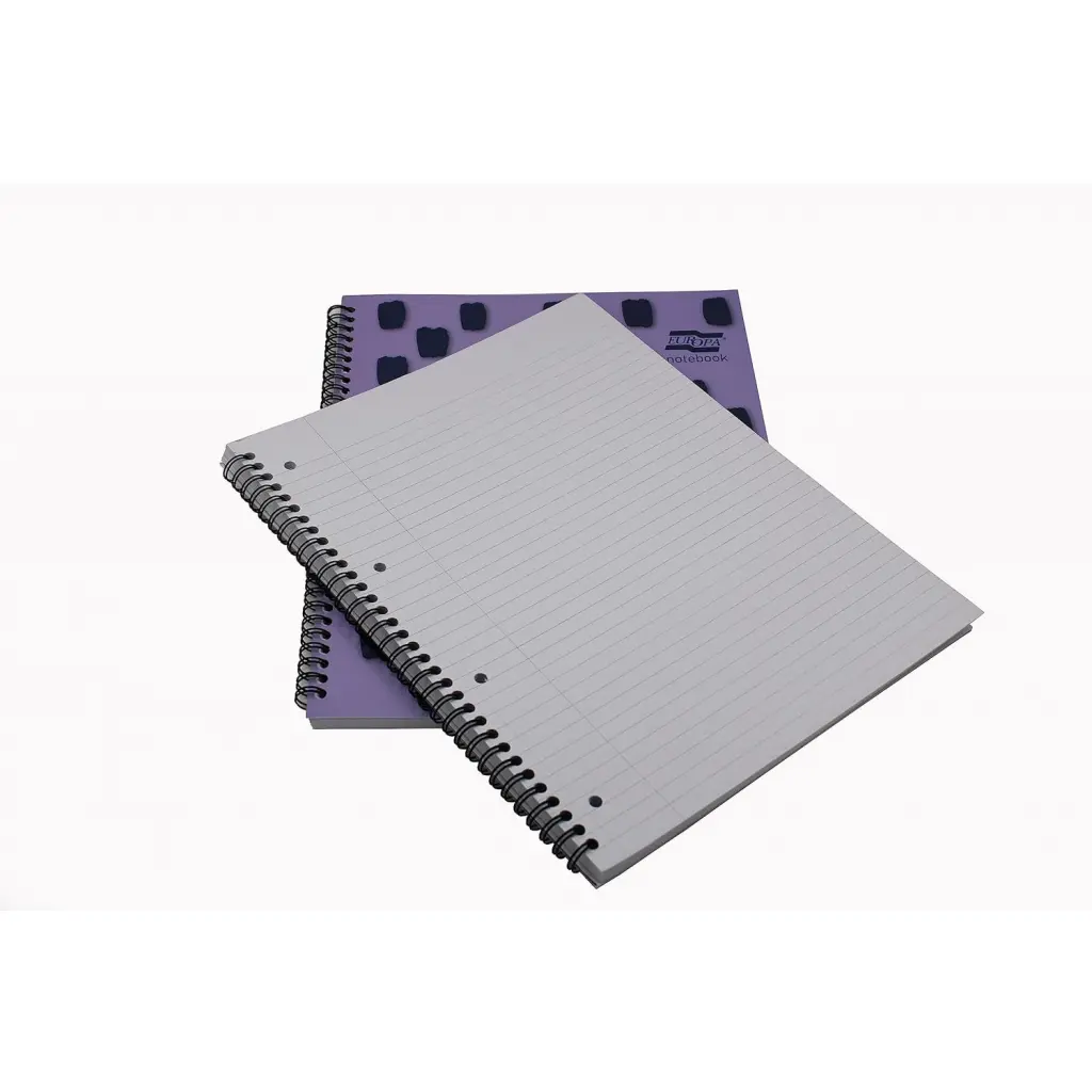 Europa Splash A4+ Notepad Wirebound 160 Pages 80gsm FSC Paper Ruled With Margin Punched 4 Holes Purple (Pack 3) - EU1502Z