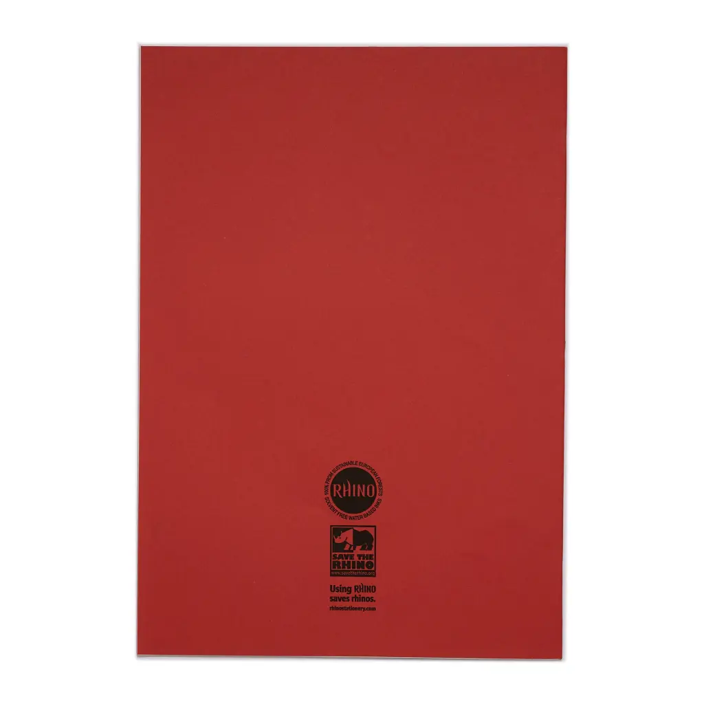 Rhino 13 x 9 A4+ Oversized Exercise Book 40 Page 7mm Squared Red (Pack 100) - VDU024-310-4