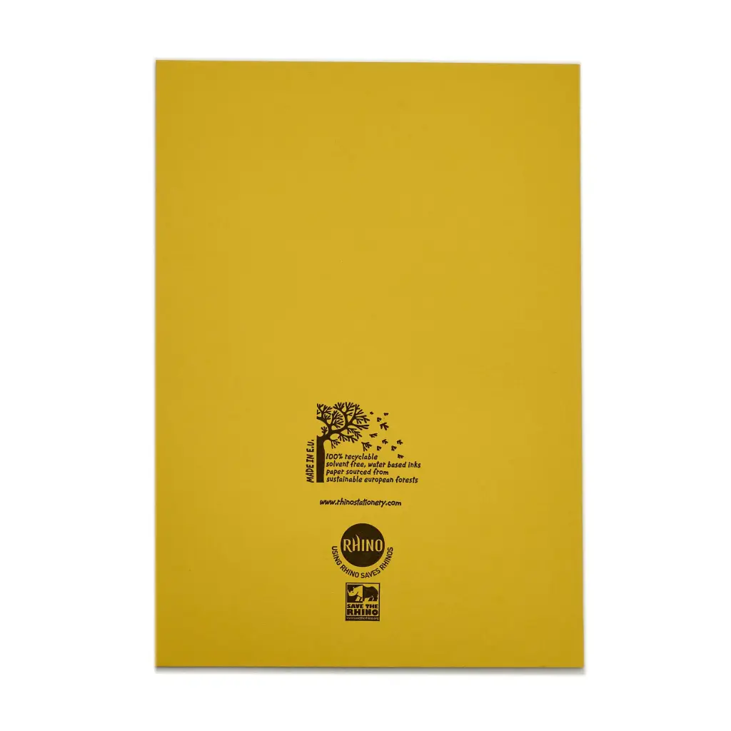 Rhino 13 x 9 A4+ Oversized Exercise Book 40 Page 7mm Squared Yellow (Pack 100) - VDU024-300-2