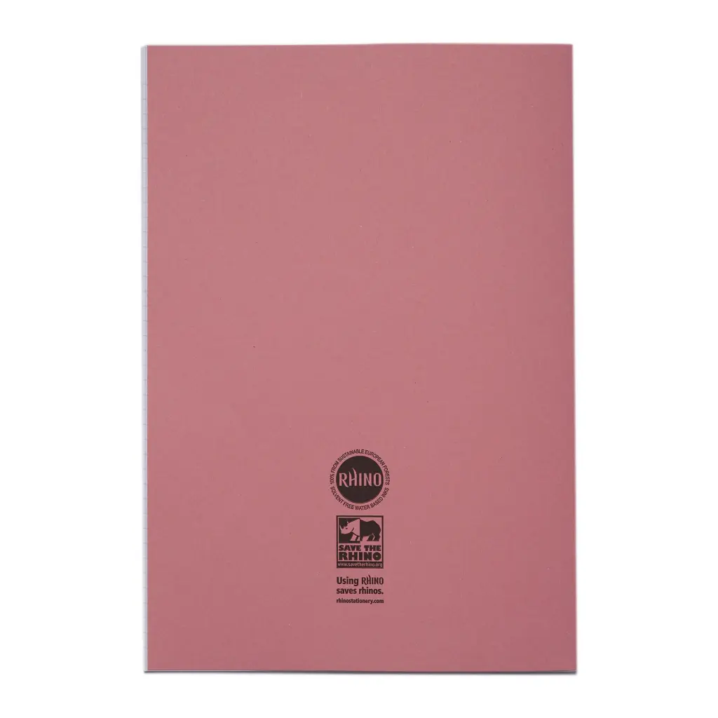 Rhino 13 x 9 A4+ Oversized Exercise Book 40 Page Ruled 8mm Pink (Pack 100) - VDU024-150-8