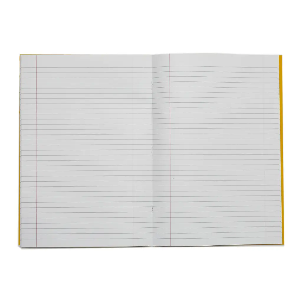 Rhino A4 Exercise Book 32 Page Feint Ruled 8mm With Margin Yellow (Pack 100) - VDU014-62-4