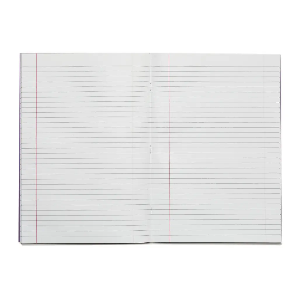 Rhino A4 Exercise Book 32 Page Feint Ruled 8mm With Margin Purple (Pack 100) - VDU014-40-6