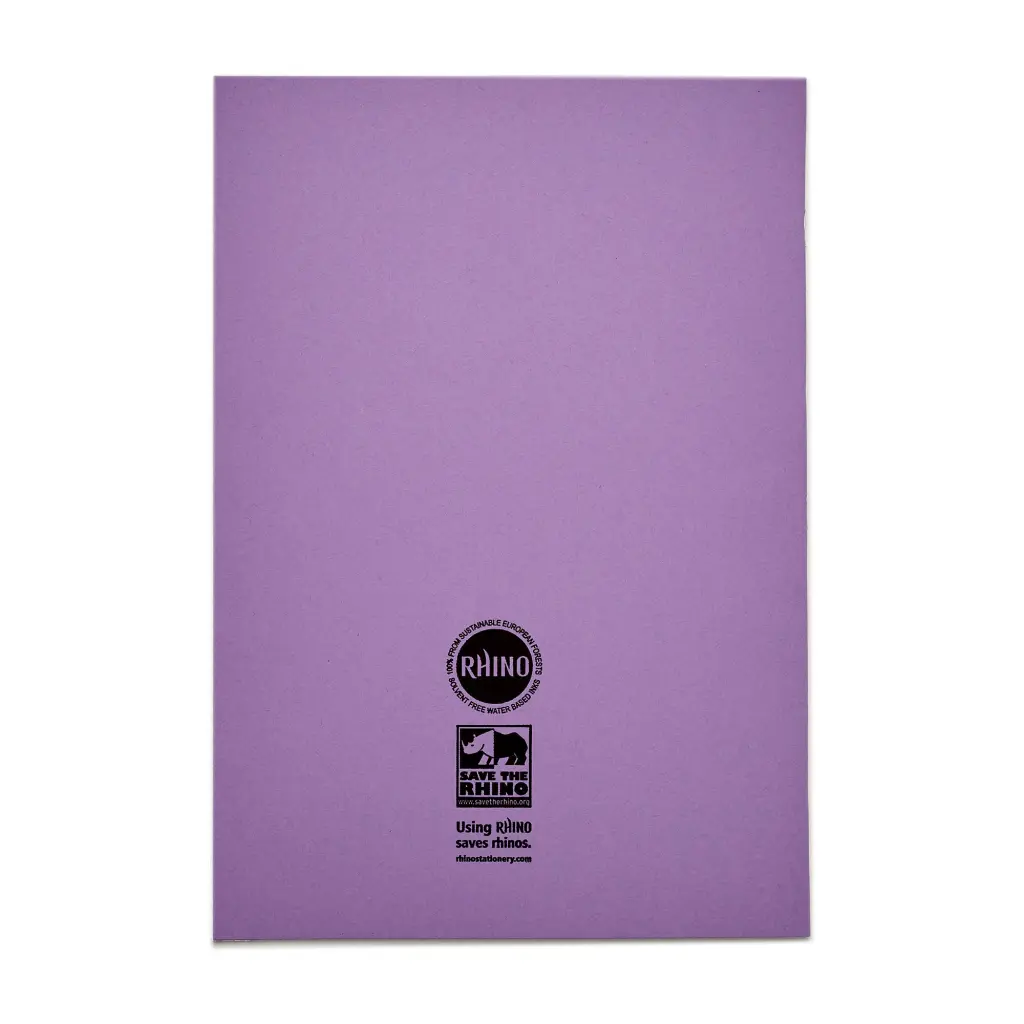 Rhino A4 Exercise Book 32 Page Feint Ruled 8mm With Margin Purple (Pack 100) - VDU014-40-6