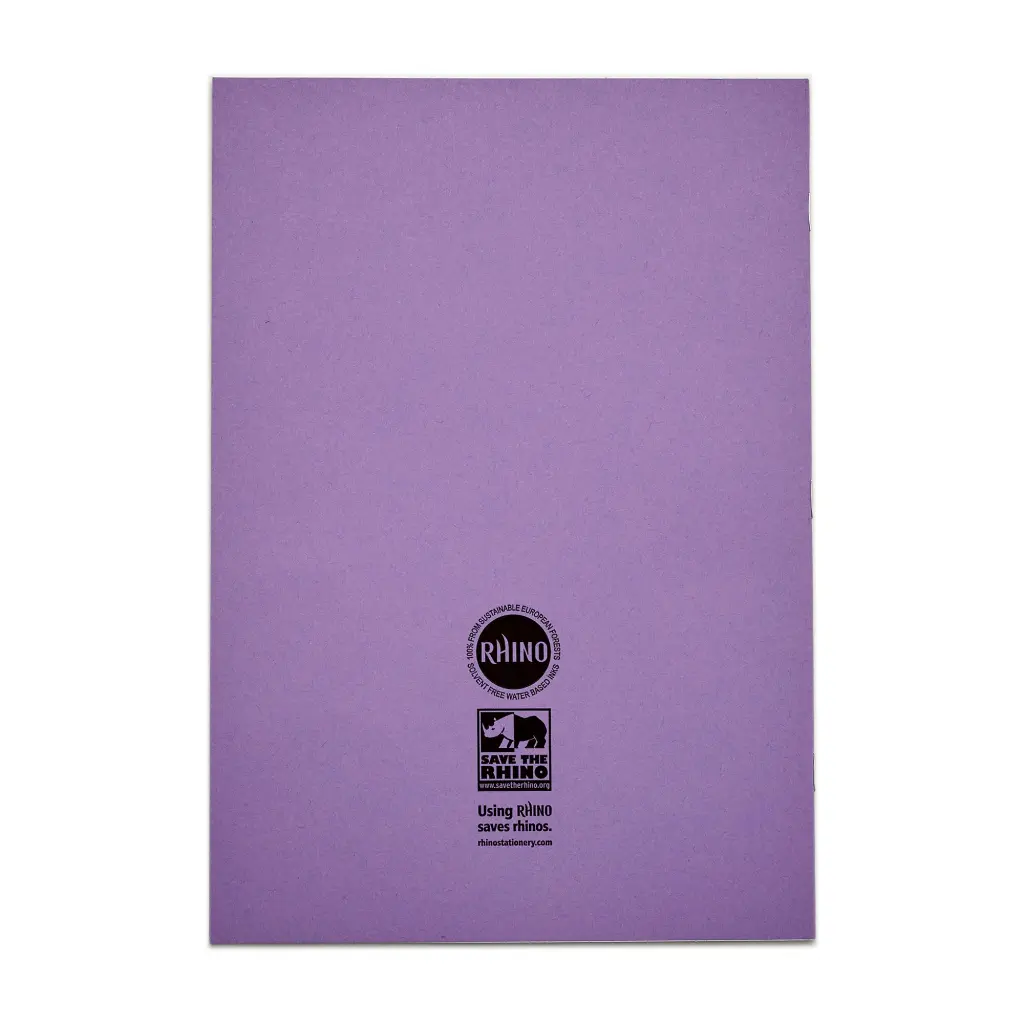 Rhino A4 Exercise Book 32 Page 20mm Squared Purple (Pack 100) - VDU014-300-0