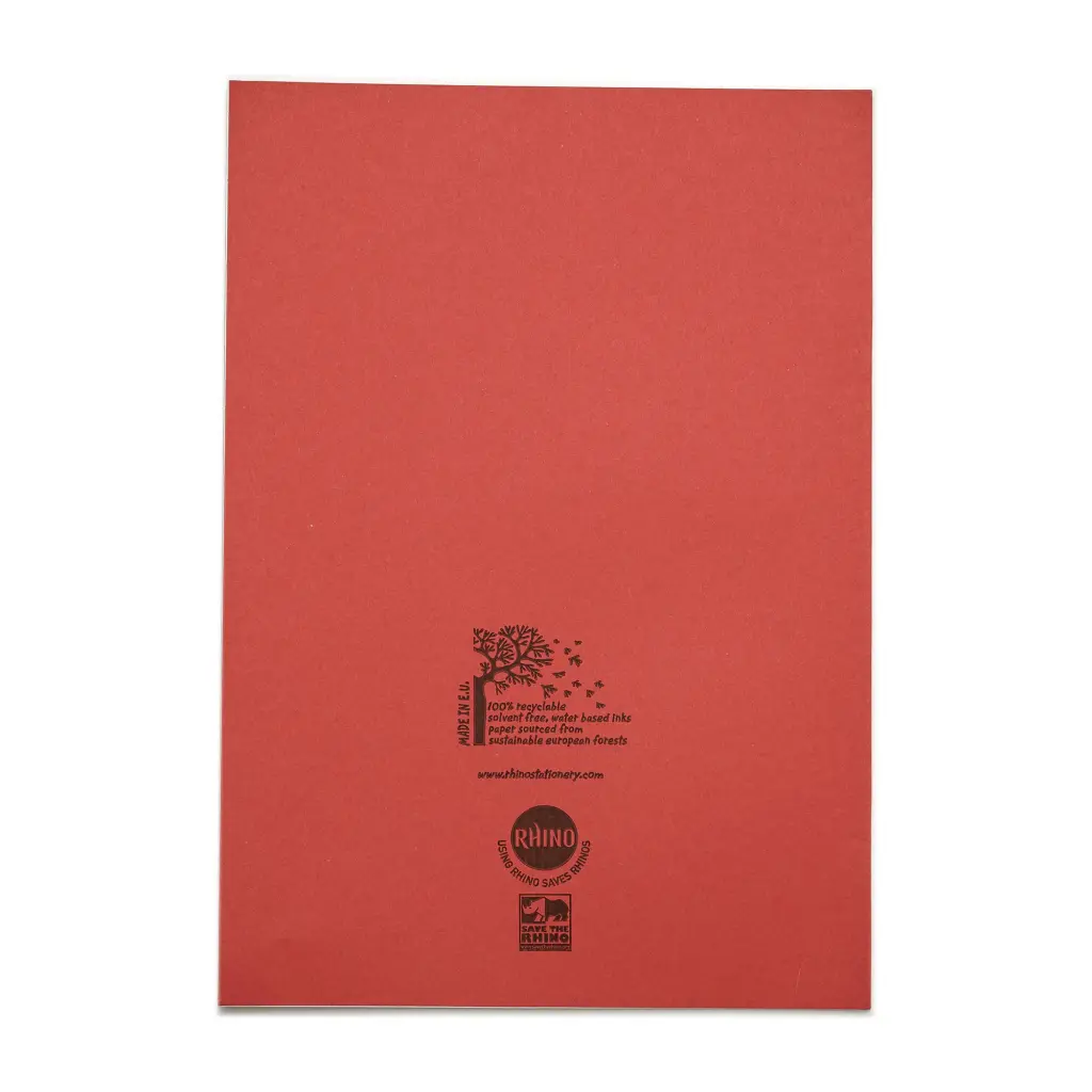 Rhino A4 Exercise Book 32 Page 20mm Squared Red (Pack 100) - VDU014-200-8