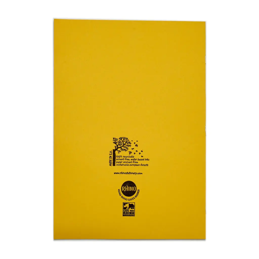 Rhino A4 Exercise Book 32 Page 10mm Squared Yellow (Pack 100) - VDU014-152-0