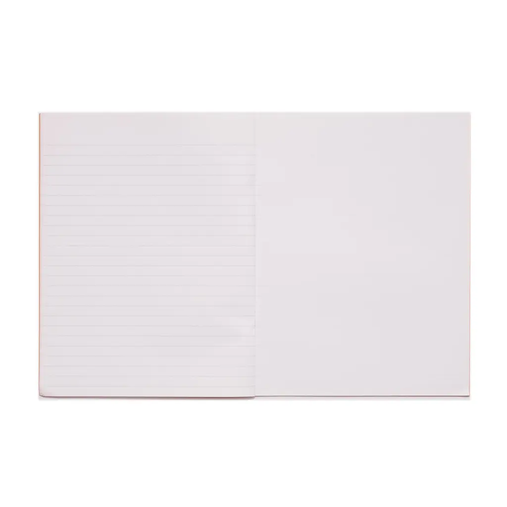 Rhino 9 x 7 A5+ Exercise Book 48 Page Feint Ruled 8mm With Plain Reverse Orange (Pack 100) - VAG011-6