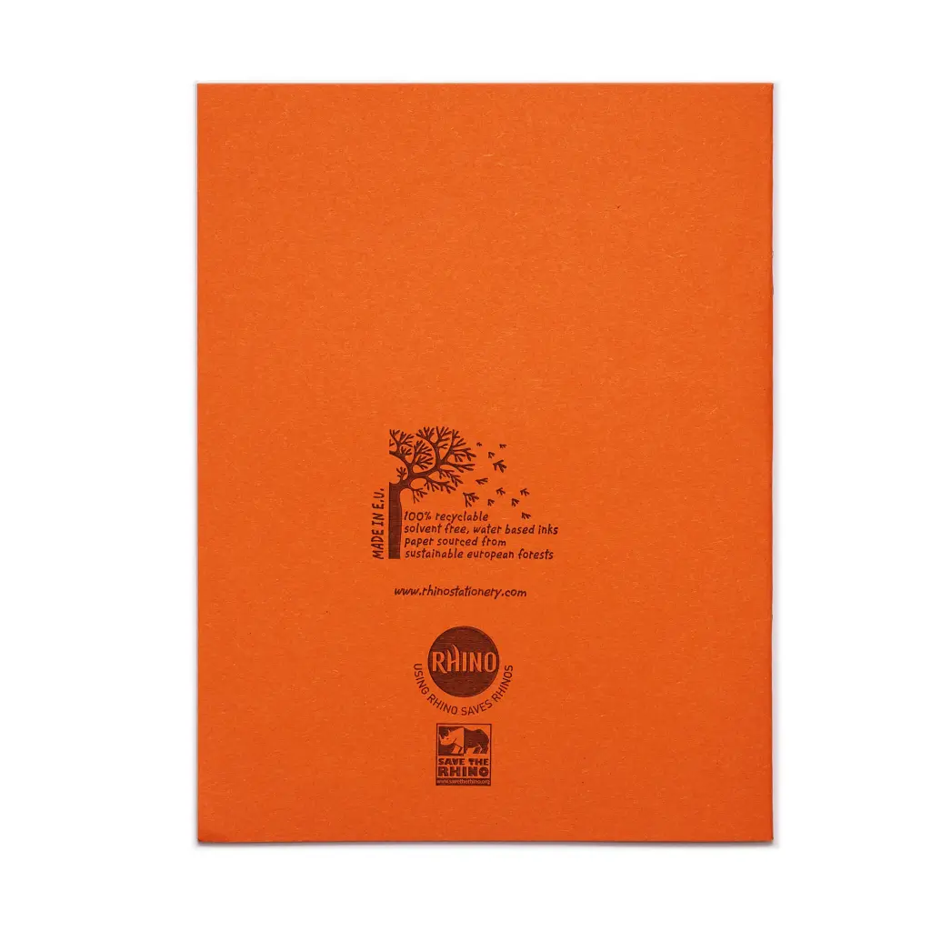 Rhino 9 x 7 A5+ Exercise Book 48 Page Feint Ruled 8mm With Plain Reverse Orange (Pack 100) - VAG011-6