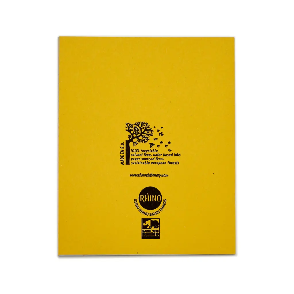 Rhino 8 x 6.5 Exercise Book 48 Page Feint Ruled 8mm With Margin Yellow (Pack 100) - VAA114-2