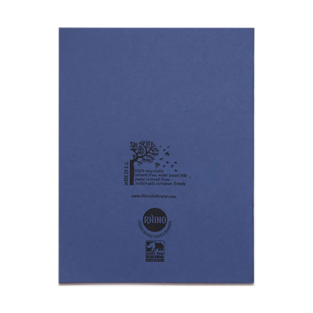 Rhino 9 x 7 A5+ Exercise Book 96 Page Feint Ruled 8mm With Margin Dark Blue (Pack 100) - VAA037-0