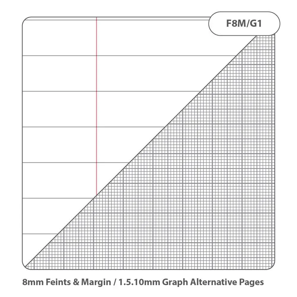 Rhino A4 Science Book 64 Page Ruled 8mm With Margin And 10mm Graph Ruling On Reverse Black (Pack 6)  - TBSC1BU-0