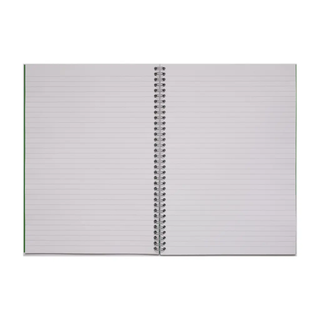 Rhino A4 Polypropylene Notebook With Elastic Band 200 Page Feint Ruled 8mm Green (Pack 6) - RNSE8-6