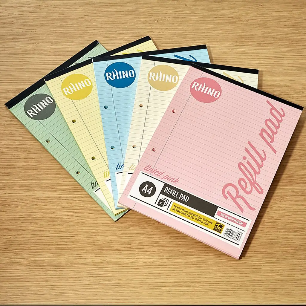 Rhino A4 Special Refill Pad 50 Leaf Feint Ruled 8mm With Margin Pink Tinted Paper (Pack 6) - HAPFM-8