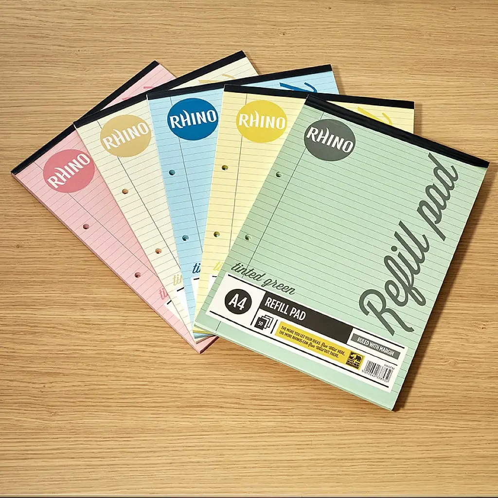 Rhino A4 Special Refill Pad 50 Leaf Feint Ruled 8mm With Margin Green Tinted Paper (Pack 6) - HAGFM-0