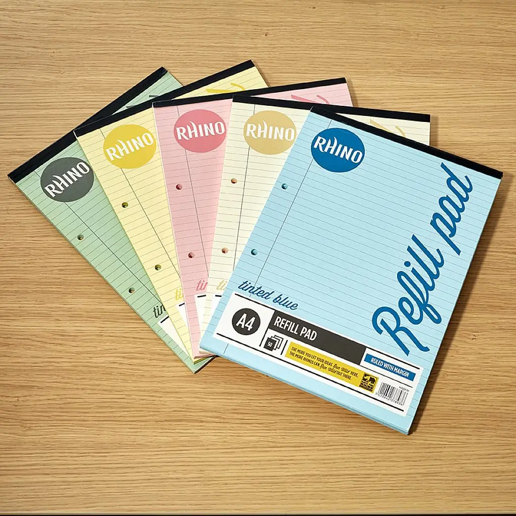 Rhino A4 Special Refill Pad 50 Leaf Feint Ruled 8mm With Margin Blue Tinted Paper (Pack 6) - HABFM-0