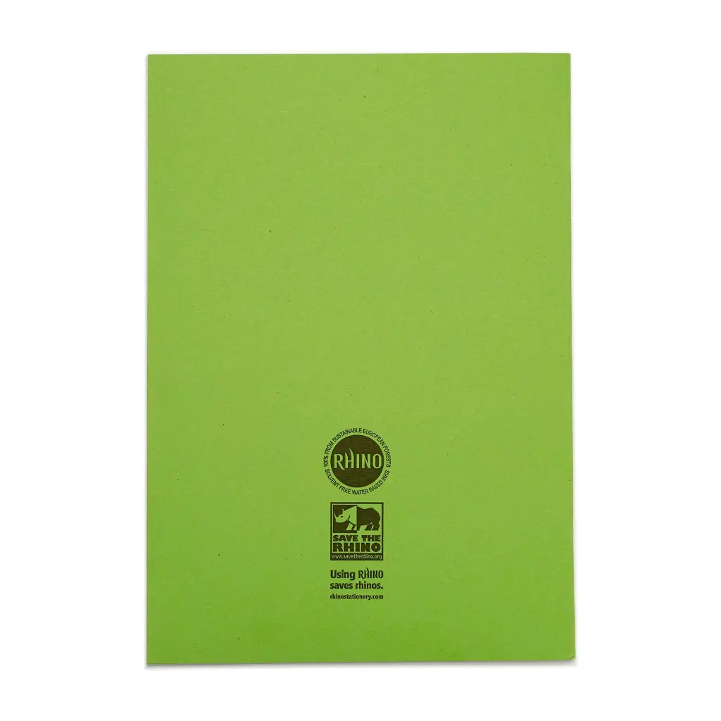 Rhino A4 Exercise Book 32 Page Top Half Plain Bottom Half Ruled 8mm Light Green (Pack 100) - VPW024-10-0