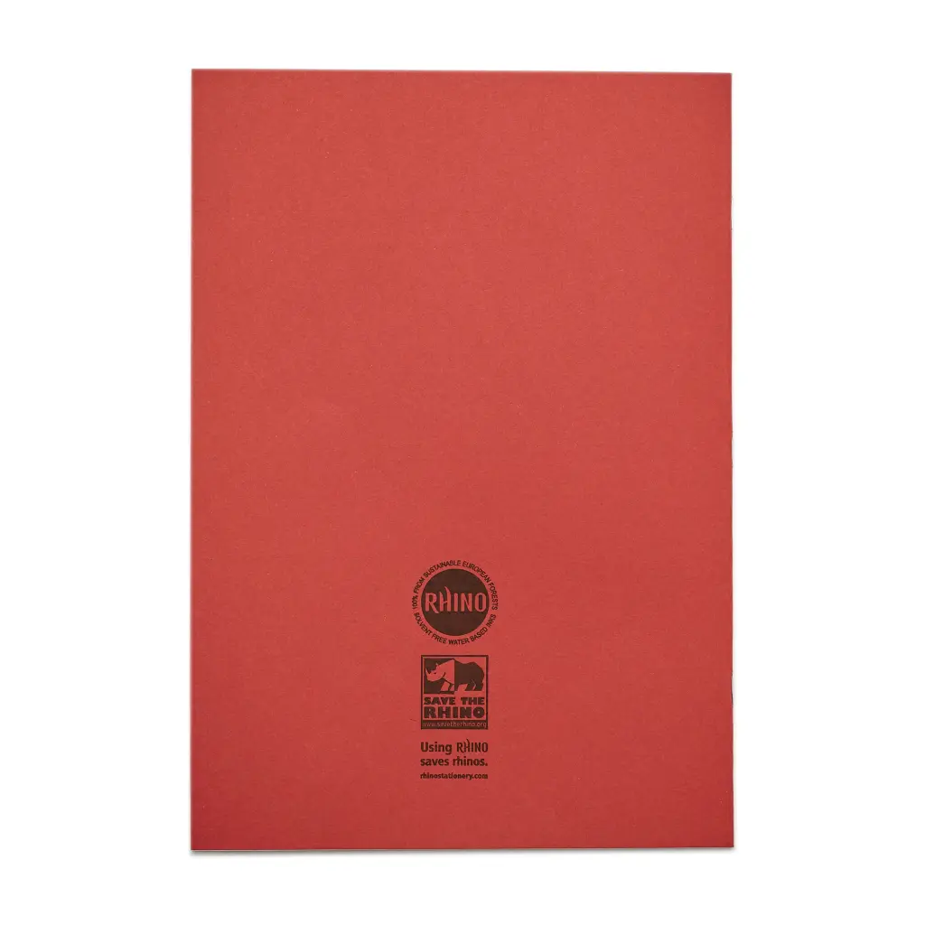 Rhino A4 Exercise Book 48 page Feint Ruled 8mm Red (Pack 100) - VEX681-437-0