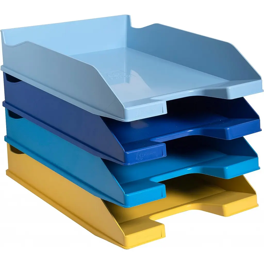 Exacompta Bee Blue Letter Tray 346x255x65mm Assorted Pack 4 113202SETD