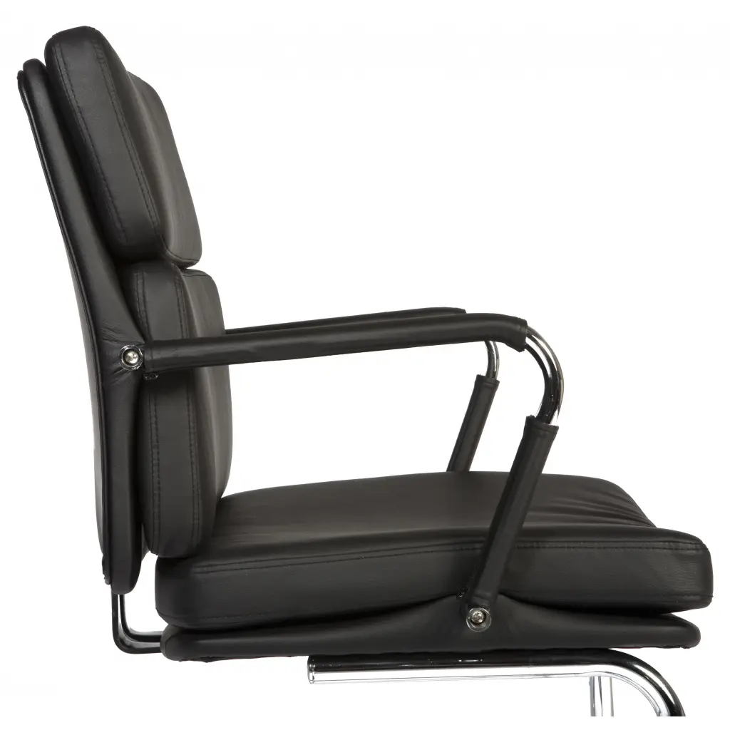 Deco Cantilever Faux Leather Reception/Boardroom/Visitors Chair Black 1101BLK