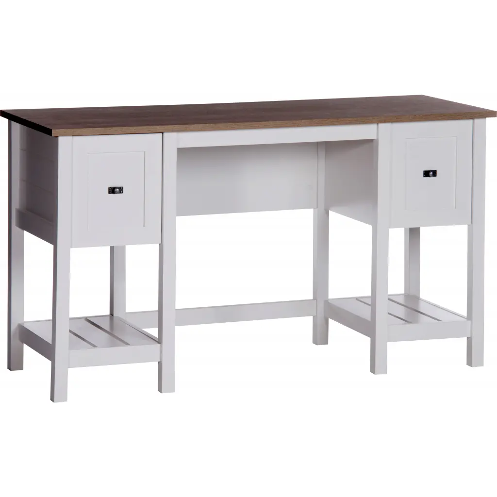 Shaker Style Office Desk White with Lintel Oak Finish 5418072