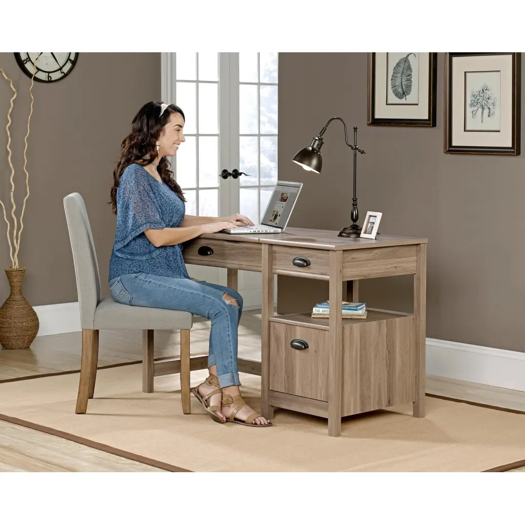 Ergonomic Sit Stand Home Office Desk Salt Oak 5422379