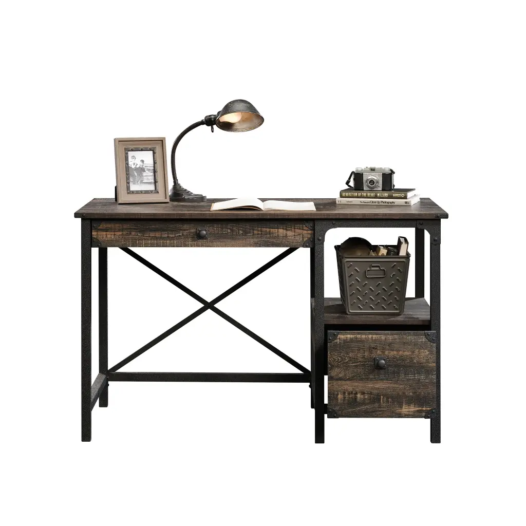 Steel Gorge Wrought Iron Style Desk Carbon Oak 5423912