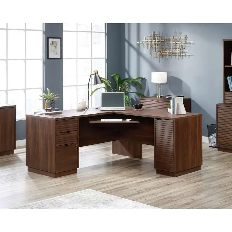 Elstree Home Office L-Shaped Desk Spiced Mahogany 5426914