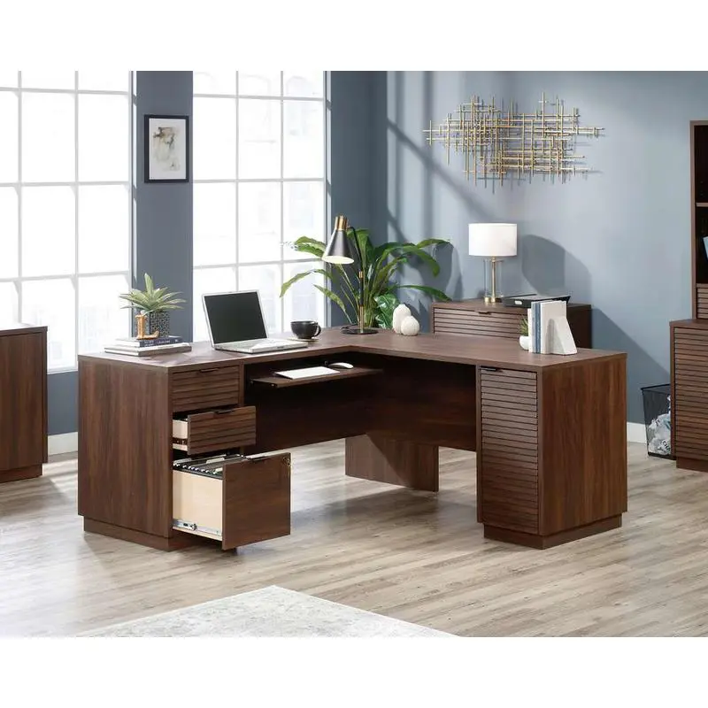 Elstree Home Office L-Shaped Desk Spiced Mahogany 5426914