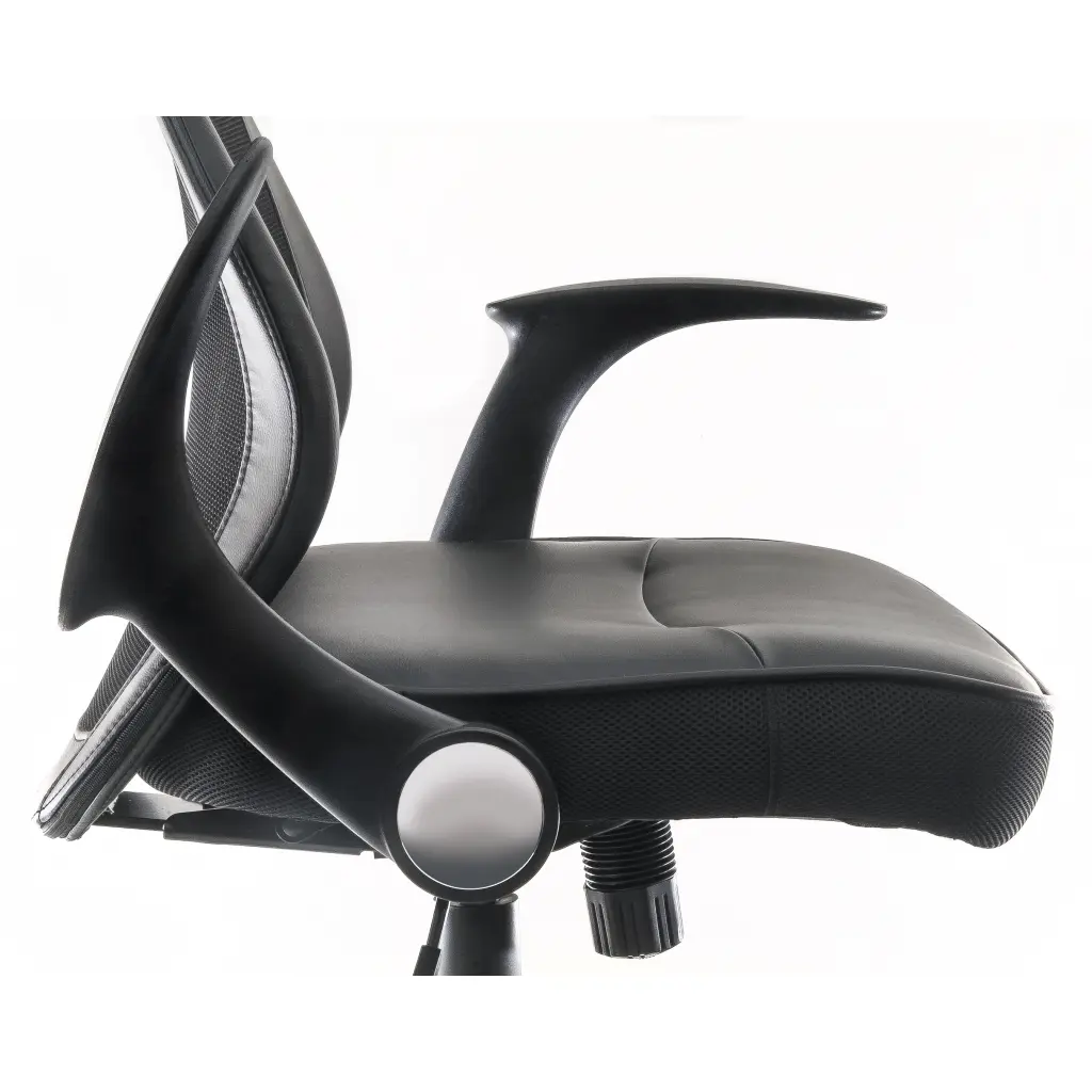 Curve Mesh Back Executive Office Chair Leather Look Seat Black 6912