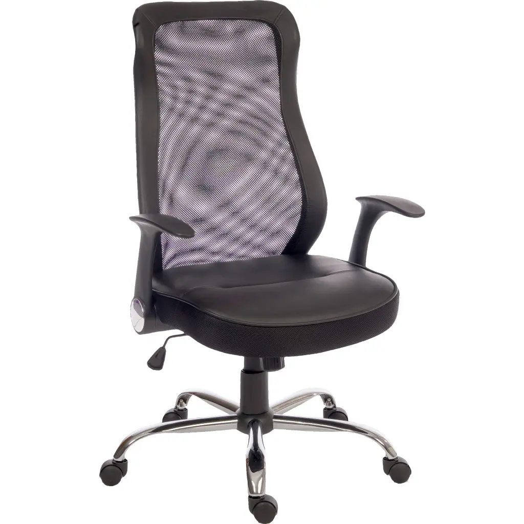 Curve Mesh Back Executive Office Chair Leather Look Seat Black 6912