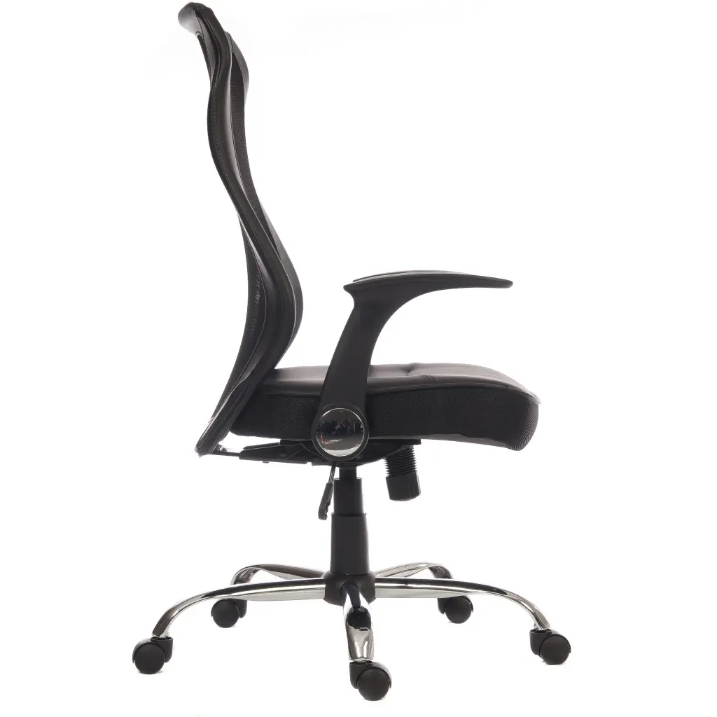 Curve Mesh Back Executive Office Chair Leather Look Seat Black 6912