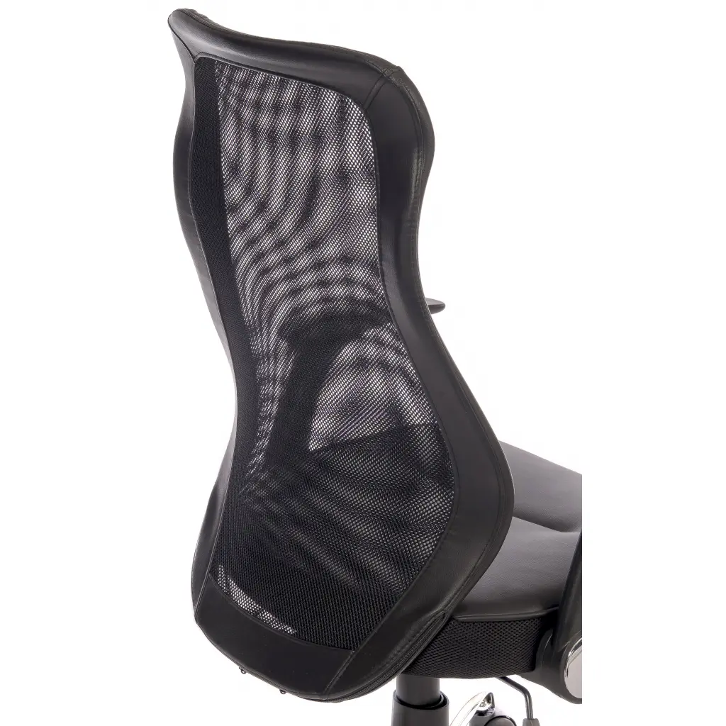 Curve Mesh Back Executive Office Chair Leather Look Seat Black 6912