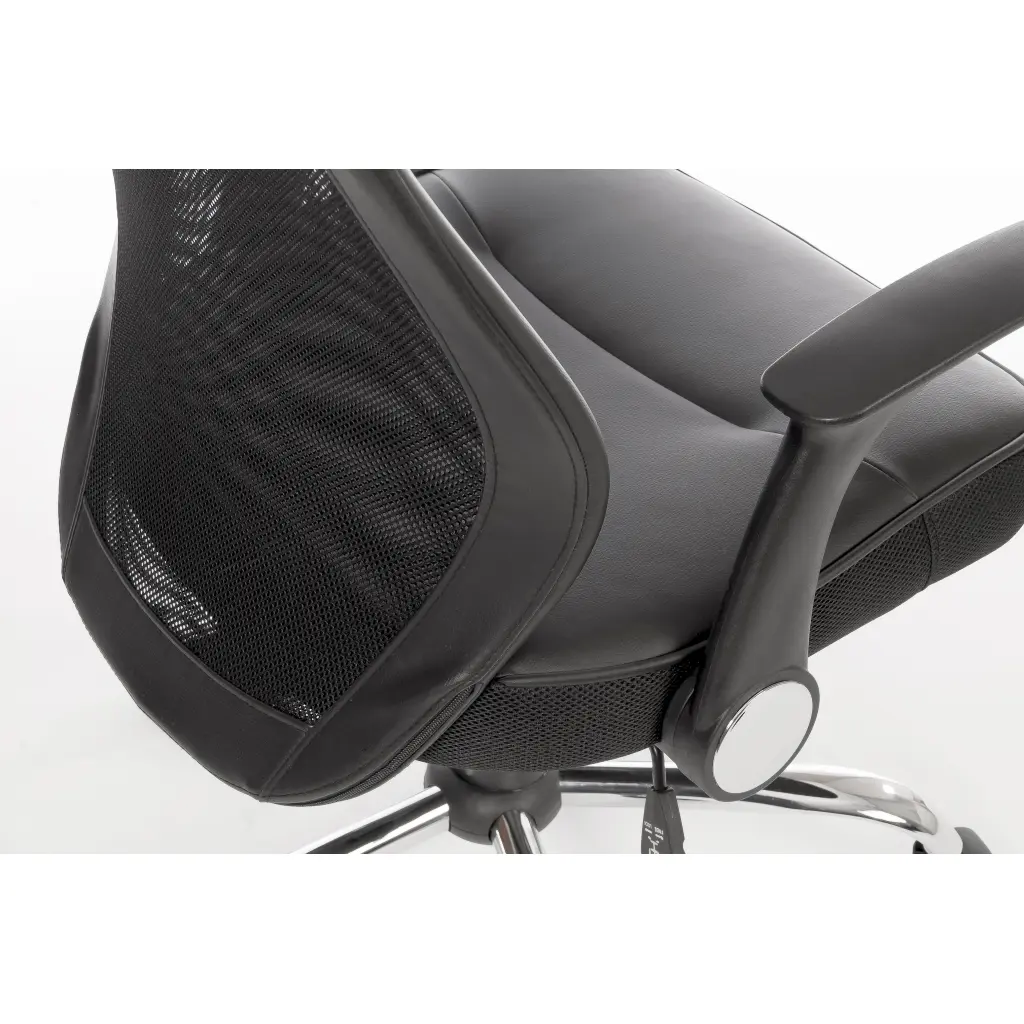 Curve Mesh Back Executive Office Chair Leather Look Seat Black 6912