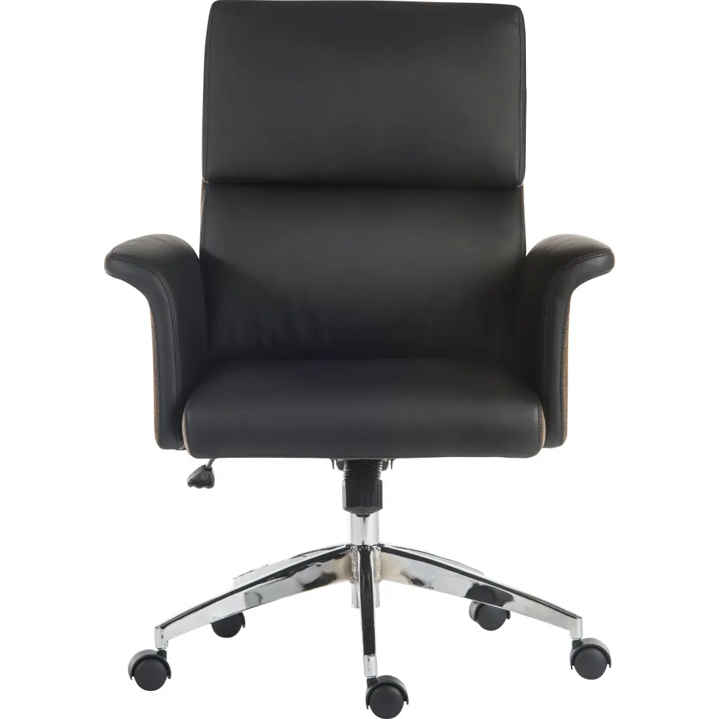 Elegance Medium Back Leather Look Executive Office Chair Black 6951BLK