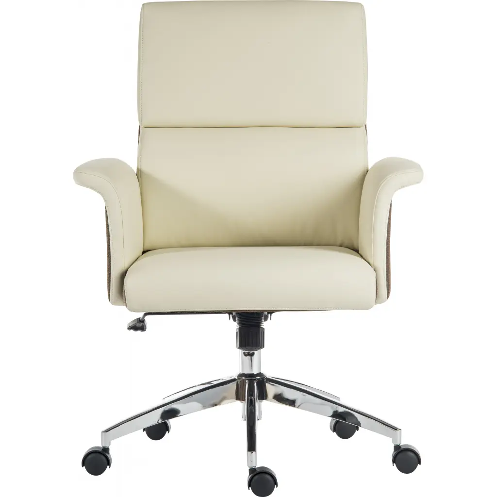 Elegance Medium Back Leather Look Executive Office Chair Cream 6951CRE