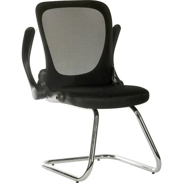 Flip Mesh Back Cantilever Visitor Chair with Armrests Black 6963BLK