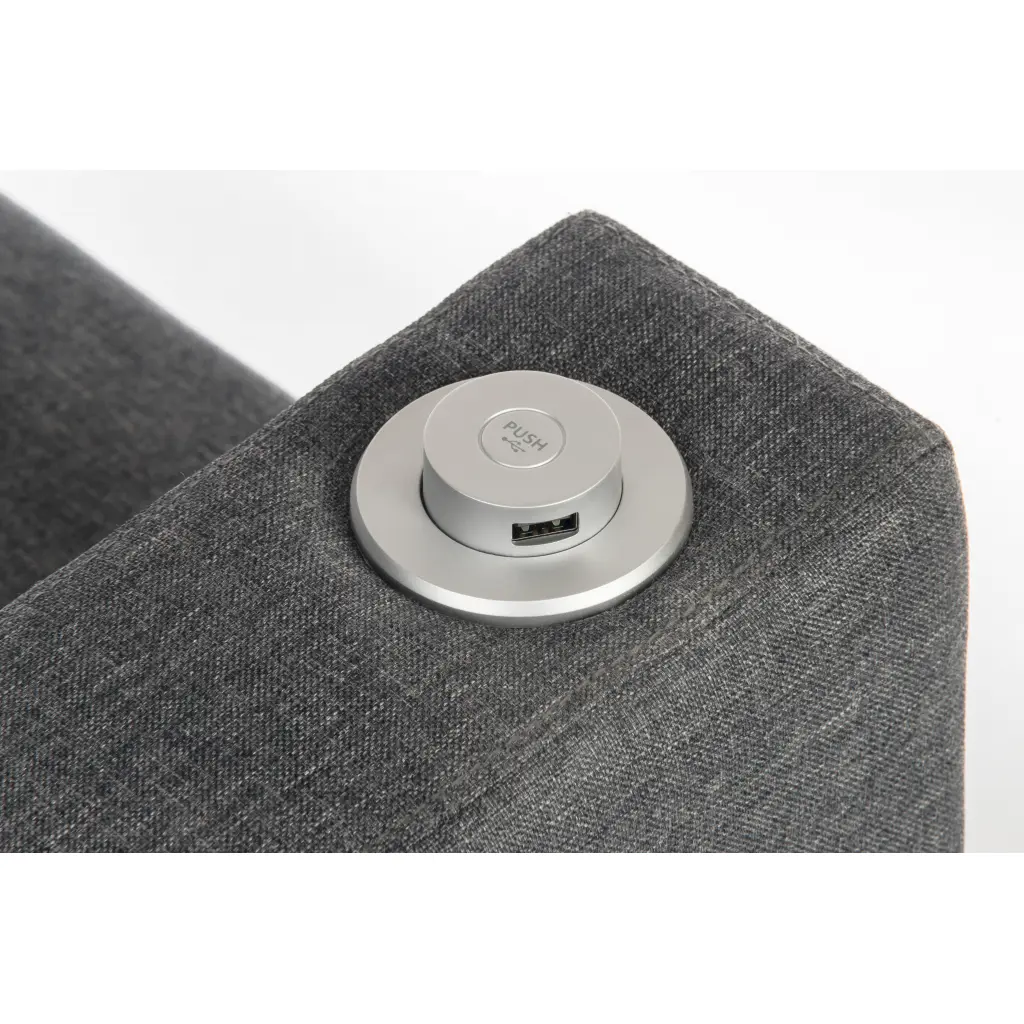 Cube Modular Fabric Armrest with USB Left Arm Only Dark Grey 6972L