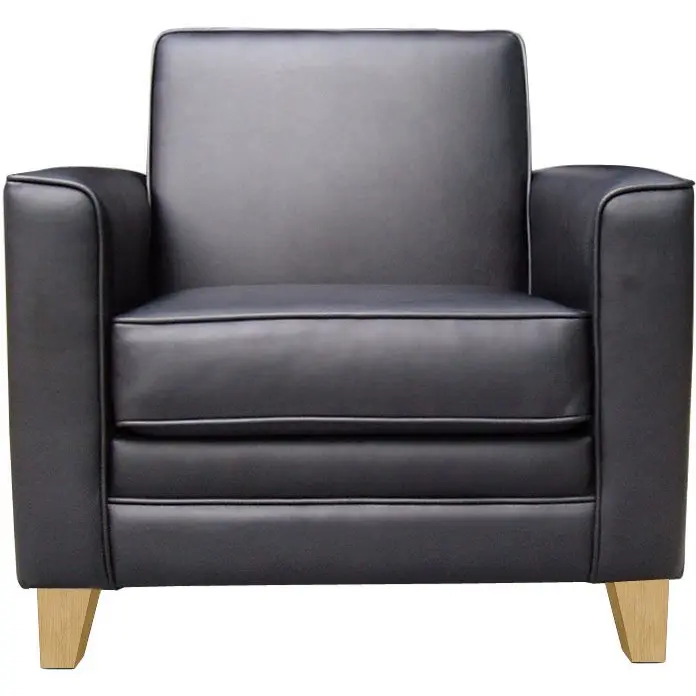 Newport Leather Faced Reception Armchair Black N3561