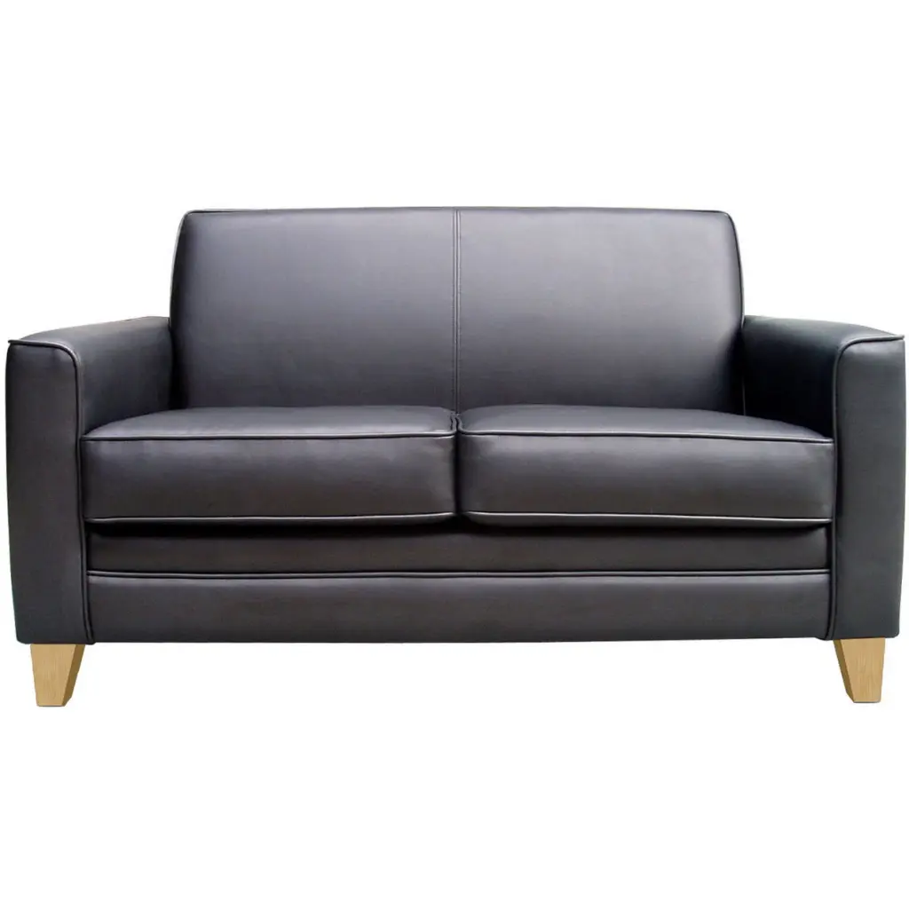 Newport 2 Seater Leather Faced Reception Sofa Black N3562