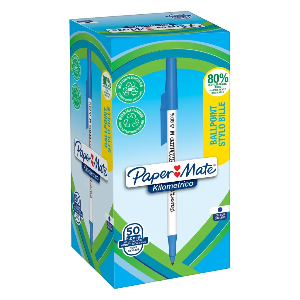 Paper Mate Ballpoint Pen Medium Point 1.0mm Blue Pack of 50 2187702