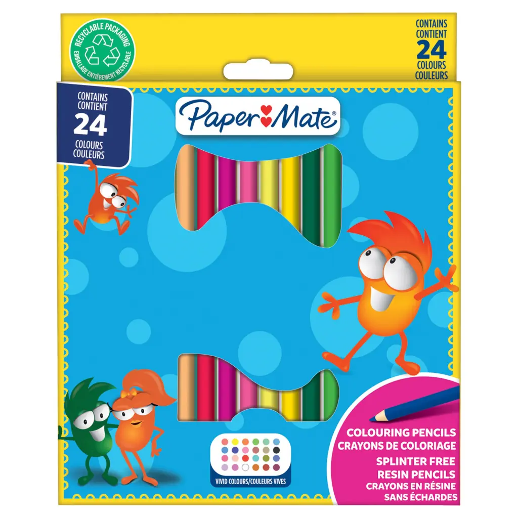 Paper Mate Childrens Colouring Pencils Pre-Sharpened Assorted Pack of 24 2166489