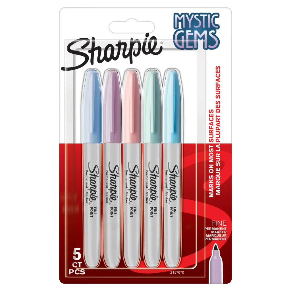 Sharpie Permanent Markers Fine Point Assorted Pack of 5 2157670