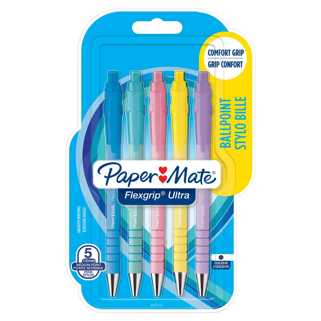 Paper Mate Ballpoint Pens Medium 1.0mm Tip Black Ink Pack of 5 2152934