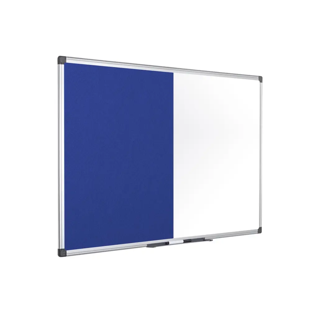 Bi-Office Maya Combination Board Blue Felt/Magnetic Whiteboard Aluminium Frame 1800x1200mm