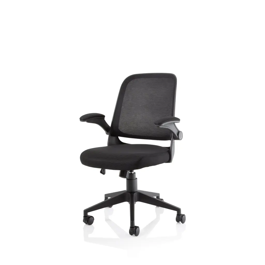 Crew Task Operator Mesh Office Chair With Folding Arms Black - OP000318 -