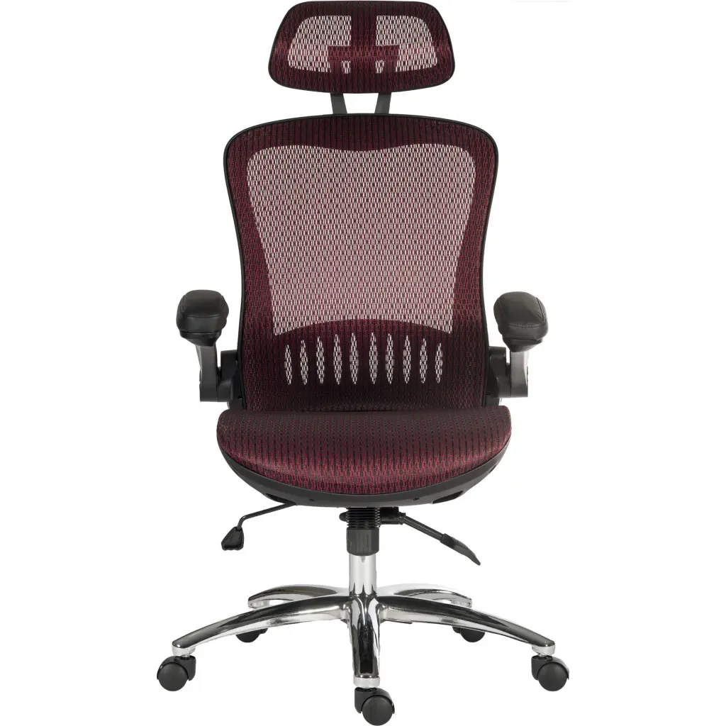 Teknik Harmony High Back Executive Mesh Office Chair With Height Adjustable Arms Red - 6956RED