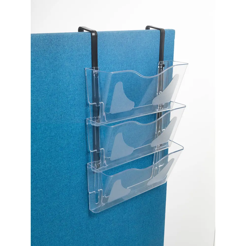 Deflecto A4 Landscape Wall Mounted Document Literature Display Holder with Hanging Bracket Crystal Clear (Pack 3) - CP077YTCRY