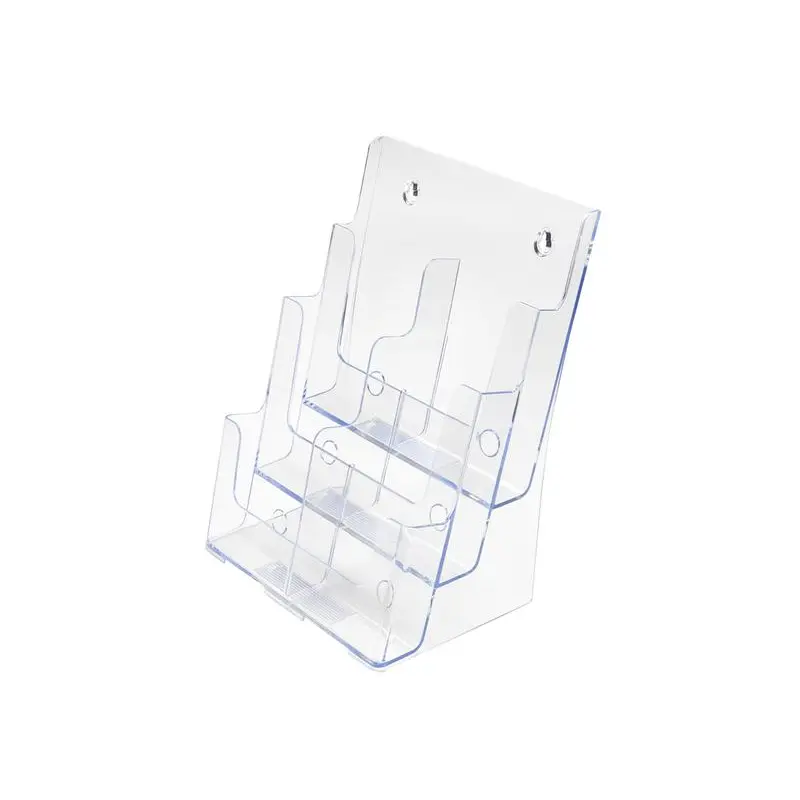 Deflecto 3 Tier 6 Pocket 1/3 A4 Portrait Slanted Free Standing or Wall Mounted Literature Display Holder Crystal Clear - 77401