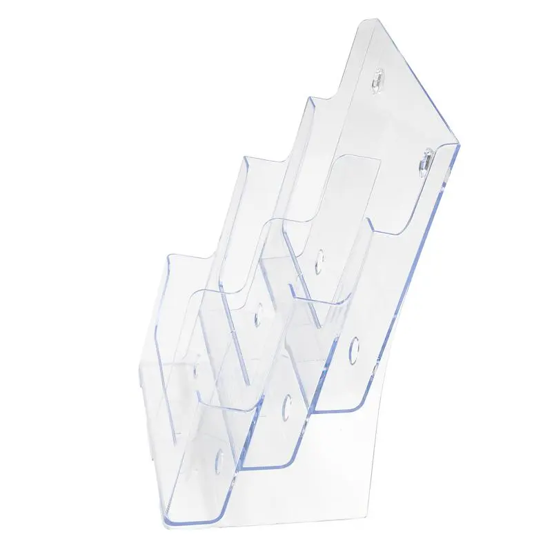 Deflecto 3 Tier 6 Pocket 1/3 A4 Portrait Slanted Free Standing or Wall Mounted Literature Display Holder Crystal Clear - 77401